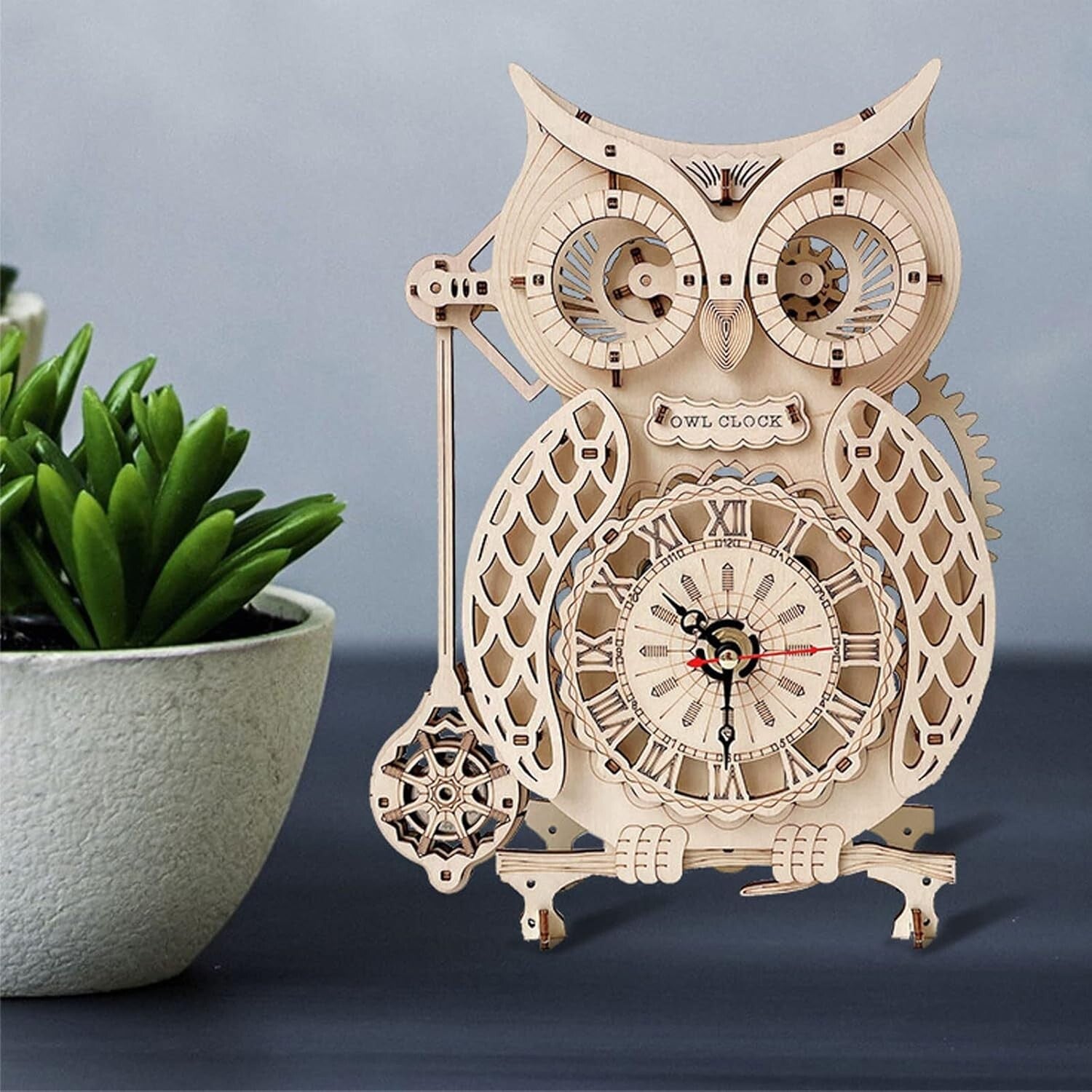 3D Wooden Animal Puzzle Kit - Create a Functional Desk Clock & Art Piece