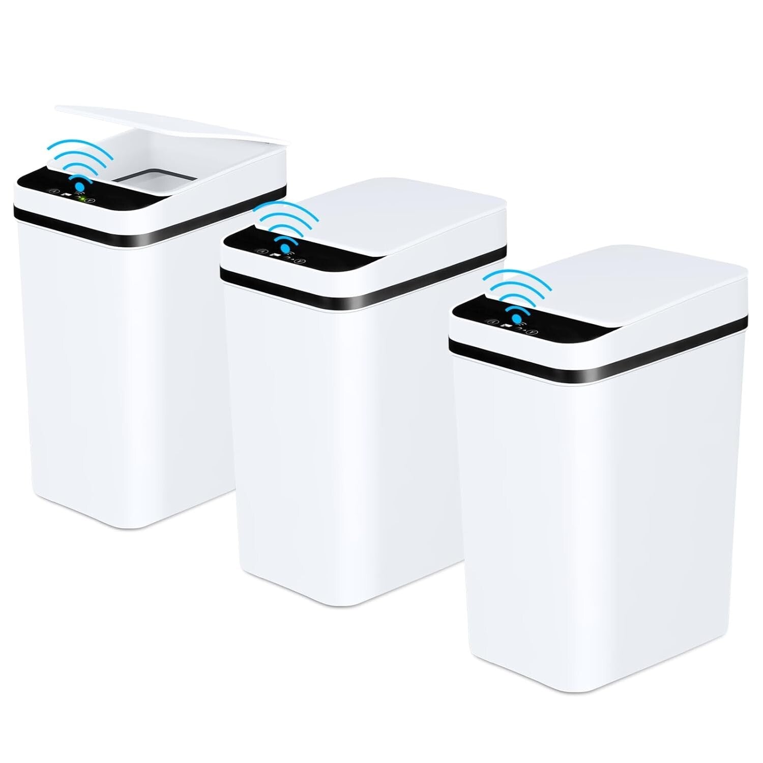Sleek Touchless Trash Can 2.2 Gallon - Quiet, Leakproof & Stylish 3 Pack