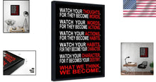Load image into Gallery viewer, Motivational 'Watch Your Thoughts' Canvas Art - Stylish Black Framed Print 20x24