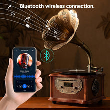 Load image into Gallery viewer, Classic Gramophone with Dual-Speed Turntable &amp; Bluetooth - Elegant Home Decor