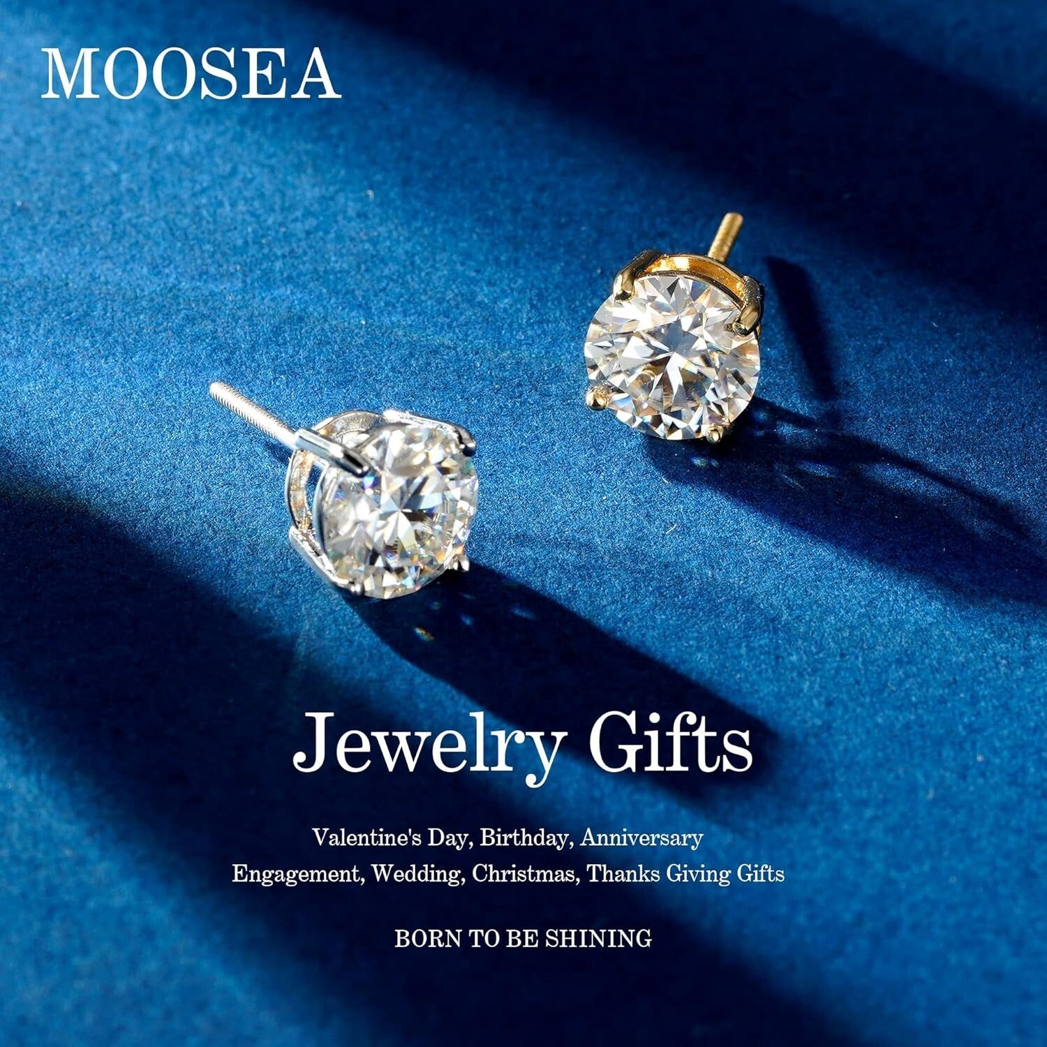 Elegant Moissanite Stud Earrings with 14K Gold Vermeil, Perfect Gift Packaging