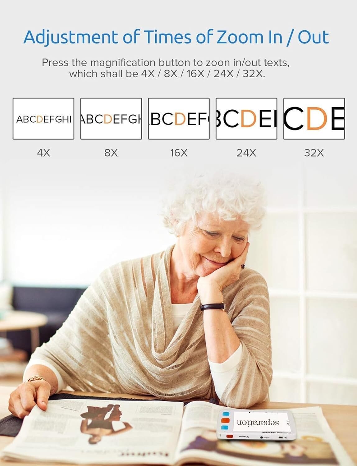 5-Inch Electronic Magnifier with TV Output, 17 Color Settings, & Photo Playback