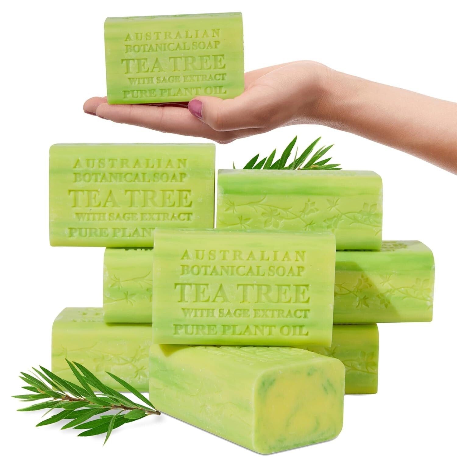 Triple Milled 6.6 OZ Tea Tree Soap with Sage Extract – Long-Lasting Luxury Bars