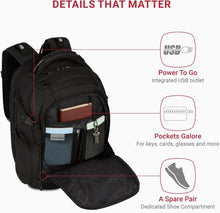 Load image into Gallery viewer, TSA-Friendly Black Stealth Laptop Backpack Suitable for 15-Inch Devices