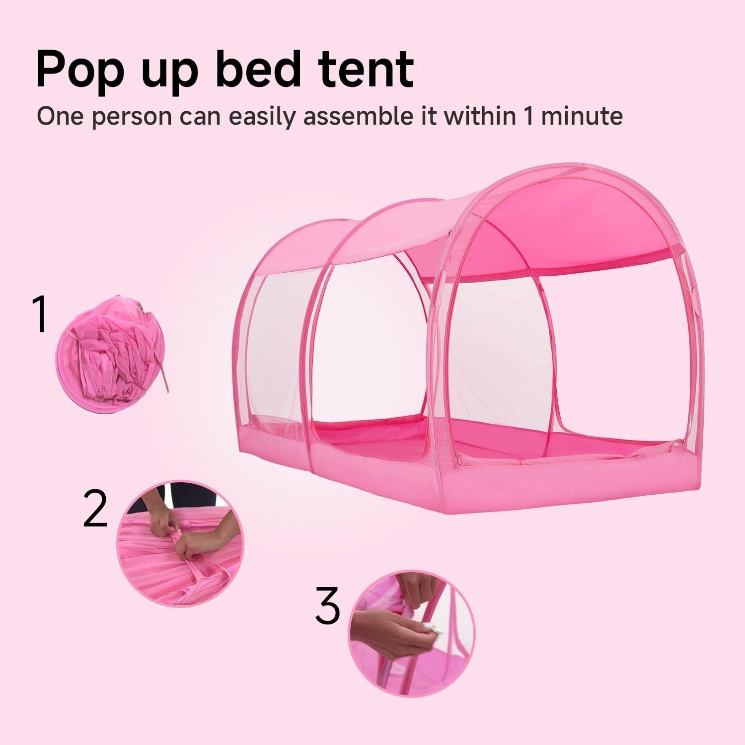 Dream Tent for Twin Beds - Lightweight Indoor/Outdoor Canopy with Zipped Doors