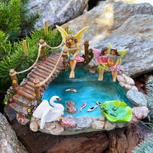 Load image into Gallery viewer, Whimsical Fairy Garden Accessories - Koi Pond, Bridge &amp; 6 Characters Included