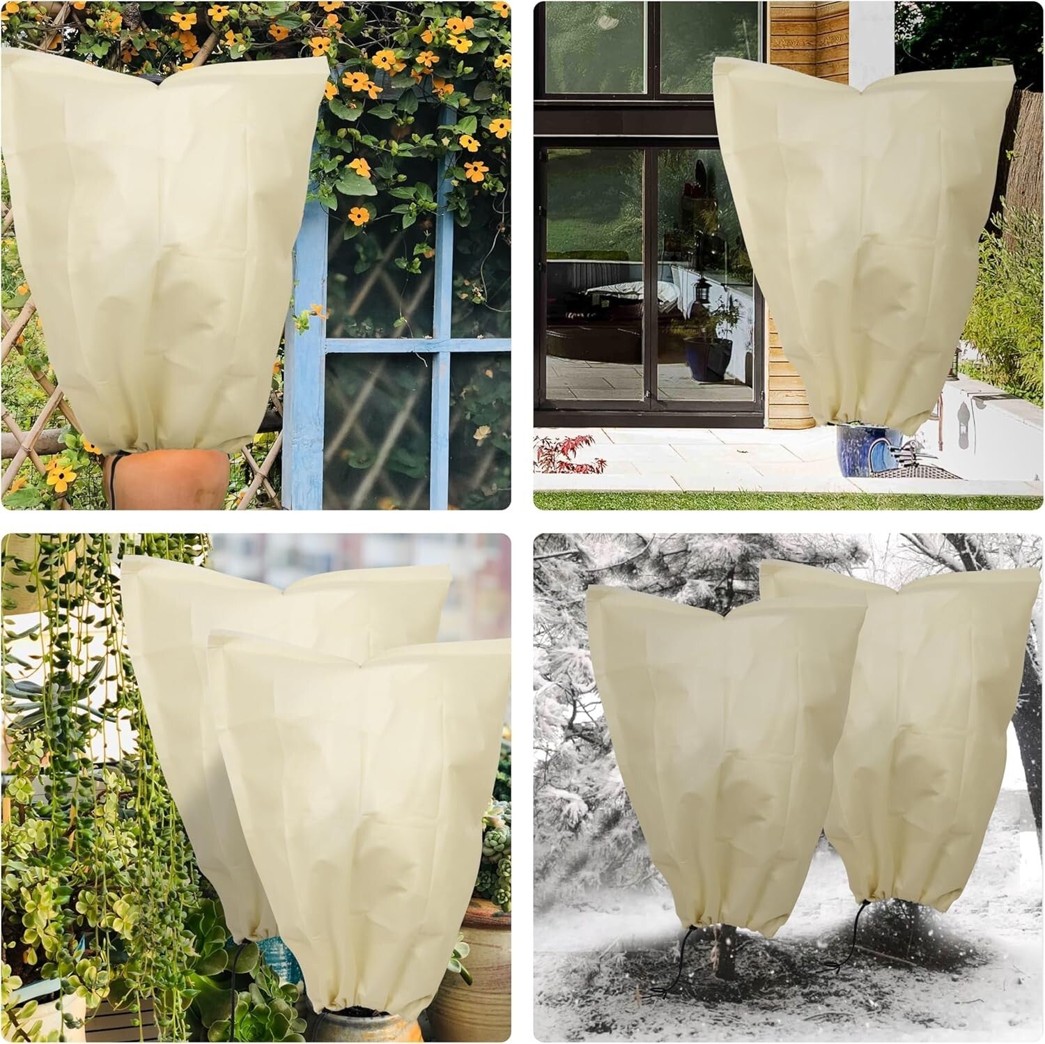 120x100 Inch Reusable Frost Protection Cloth for Winter Plant Care - 4 Pack