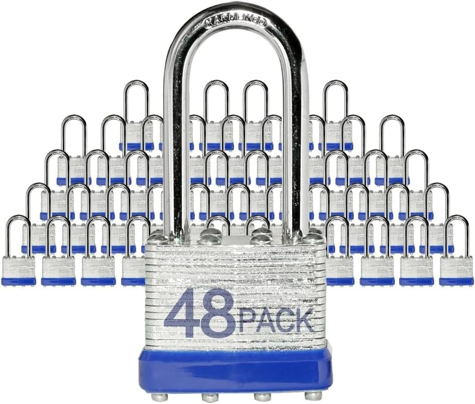 Durable Laminated Steel Padlocks 48 Pack - Perfect for Security & Convenience