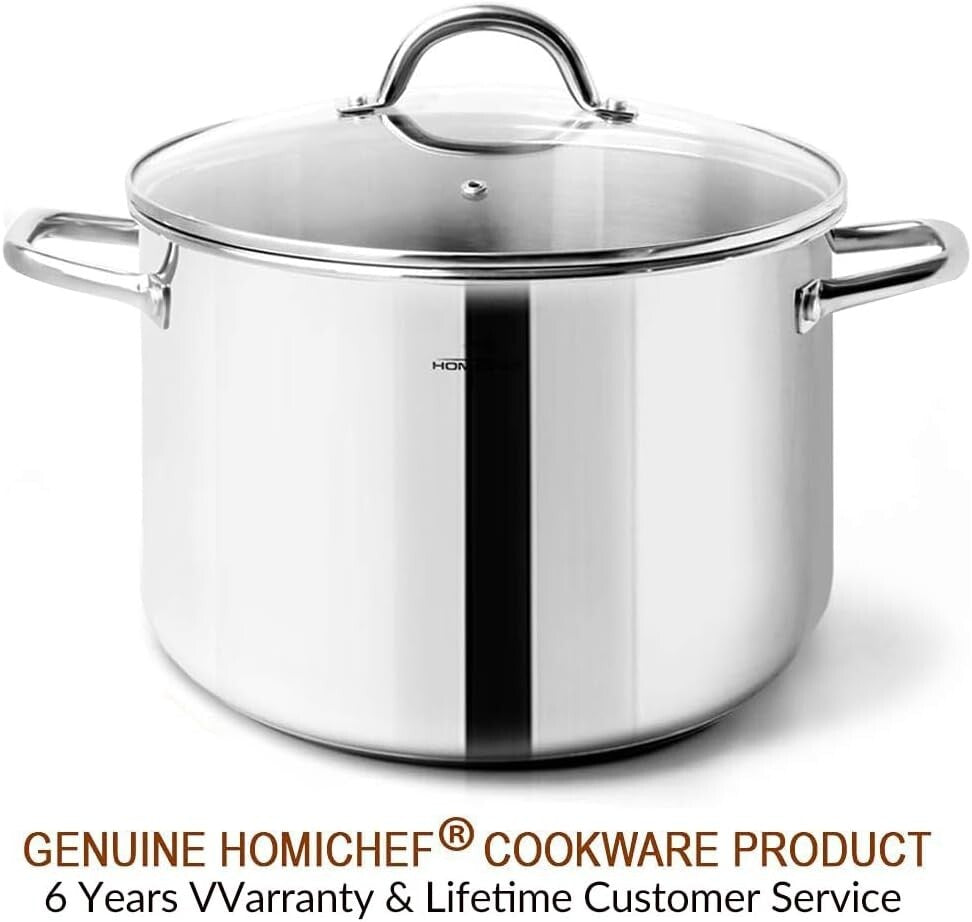Durable Nickel-Free Stainless Steel Stock Pot - 6 Quart with Ergonomic Handles