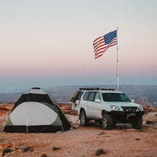 Load image into Gallery viewer, Aluminum 25ft Telescoping Flag Pole with 2 Flag Capacity &amp; Golden Top Finial