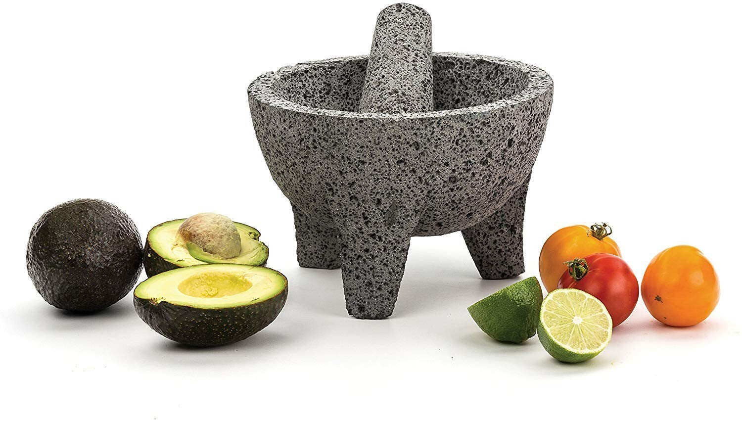 Authentic Mexican Molcajete 8.5” - Natural Volcanic Stone for Perfect Guacamole