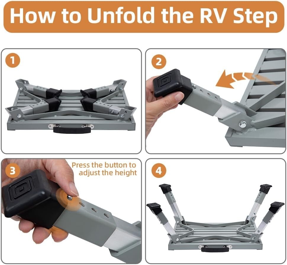 19'' x 14.5'' RV Step Stool with Non-Slip Gripper Strips - Safe Access for All