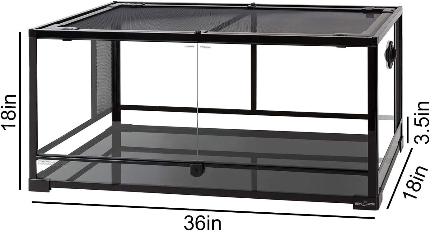 Easy-Access 50-Gallon Reptile Tank with Screen Ventilation & Double Door Design