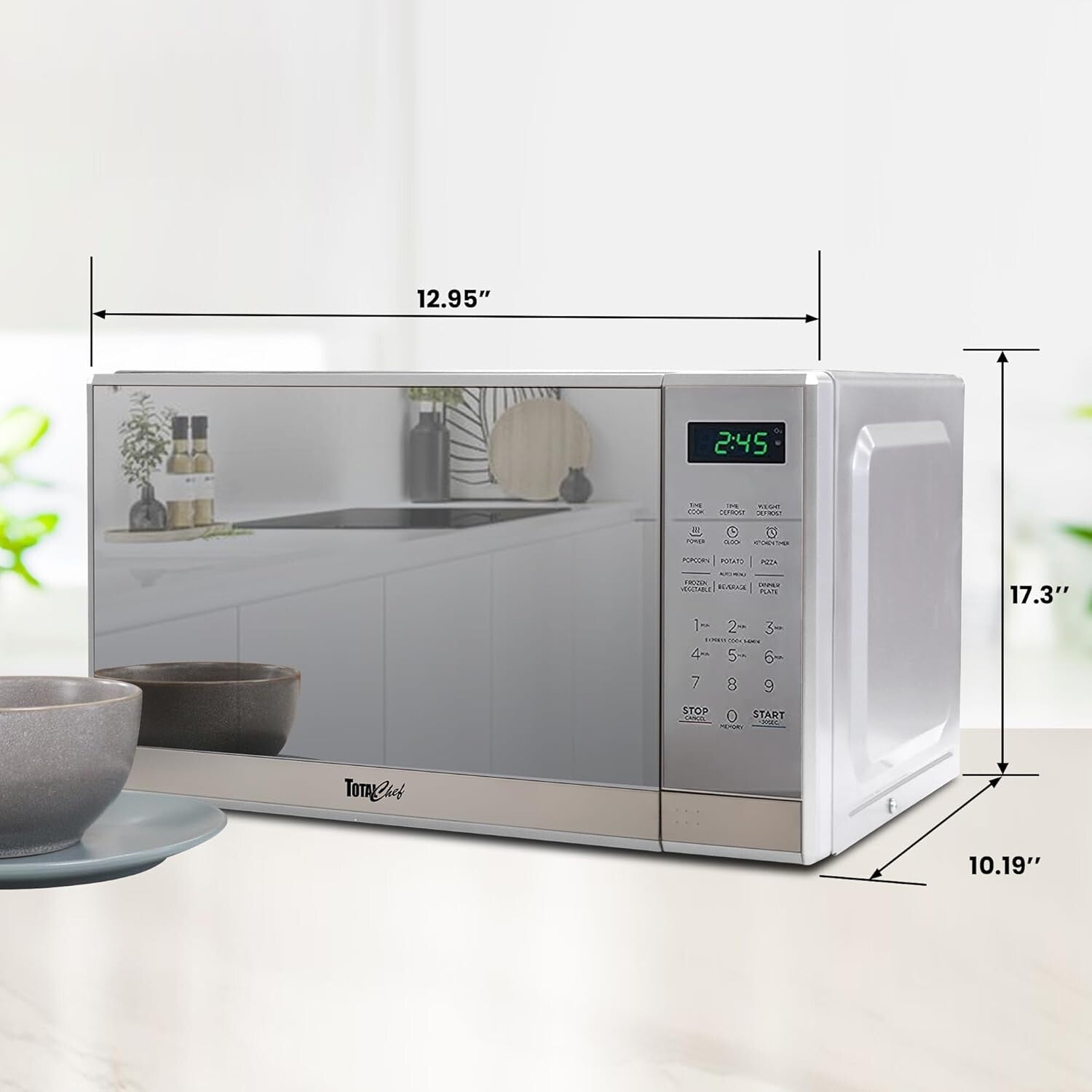 Sleek 0.7 Cu Ft Countertop Microwave with Child Lock - Easy Cleanup & Pre-Sets