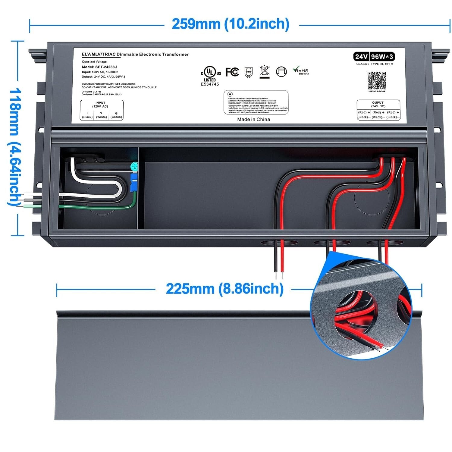 UL & FCC Certified 288W LED Power Supply Transformer for Safe Dimming Solutions