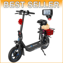 Load image into Gallery viewer, Adjustable-Cushioned Electric Scooter with Digital Display &amp; 265 lbs Capacity