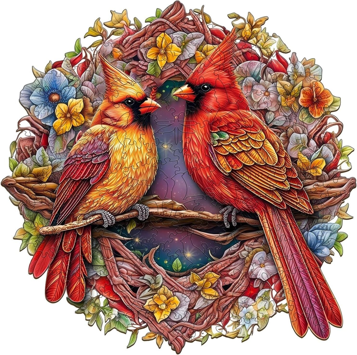Delightful Cardinal Wooden Puzzle - 300-Piece Family Game Night Essential