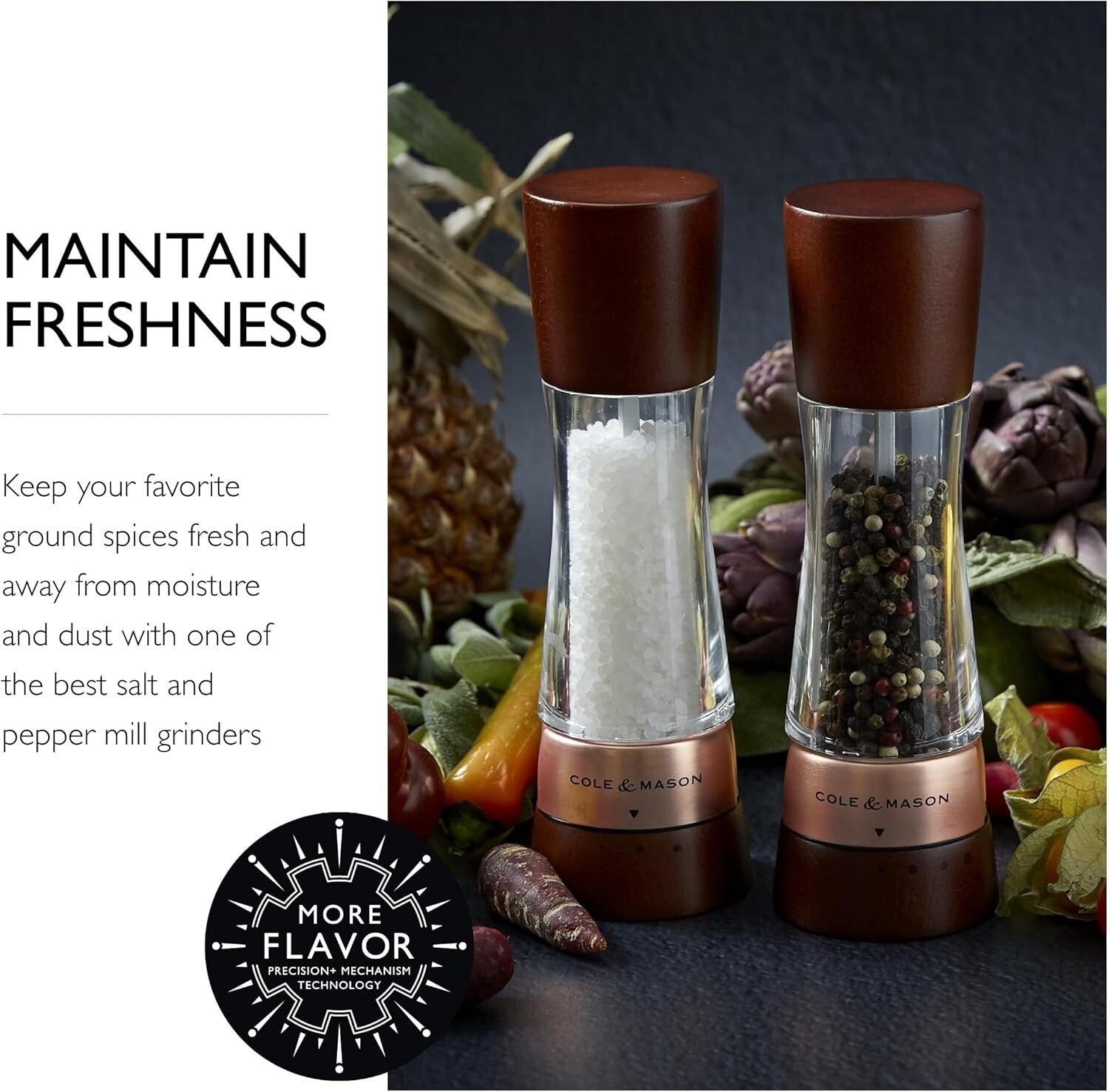 Elegant Rose Gold Salt and Pepper Mill Gift Set with Adjustable Grinding Levels