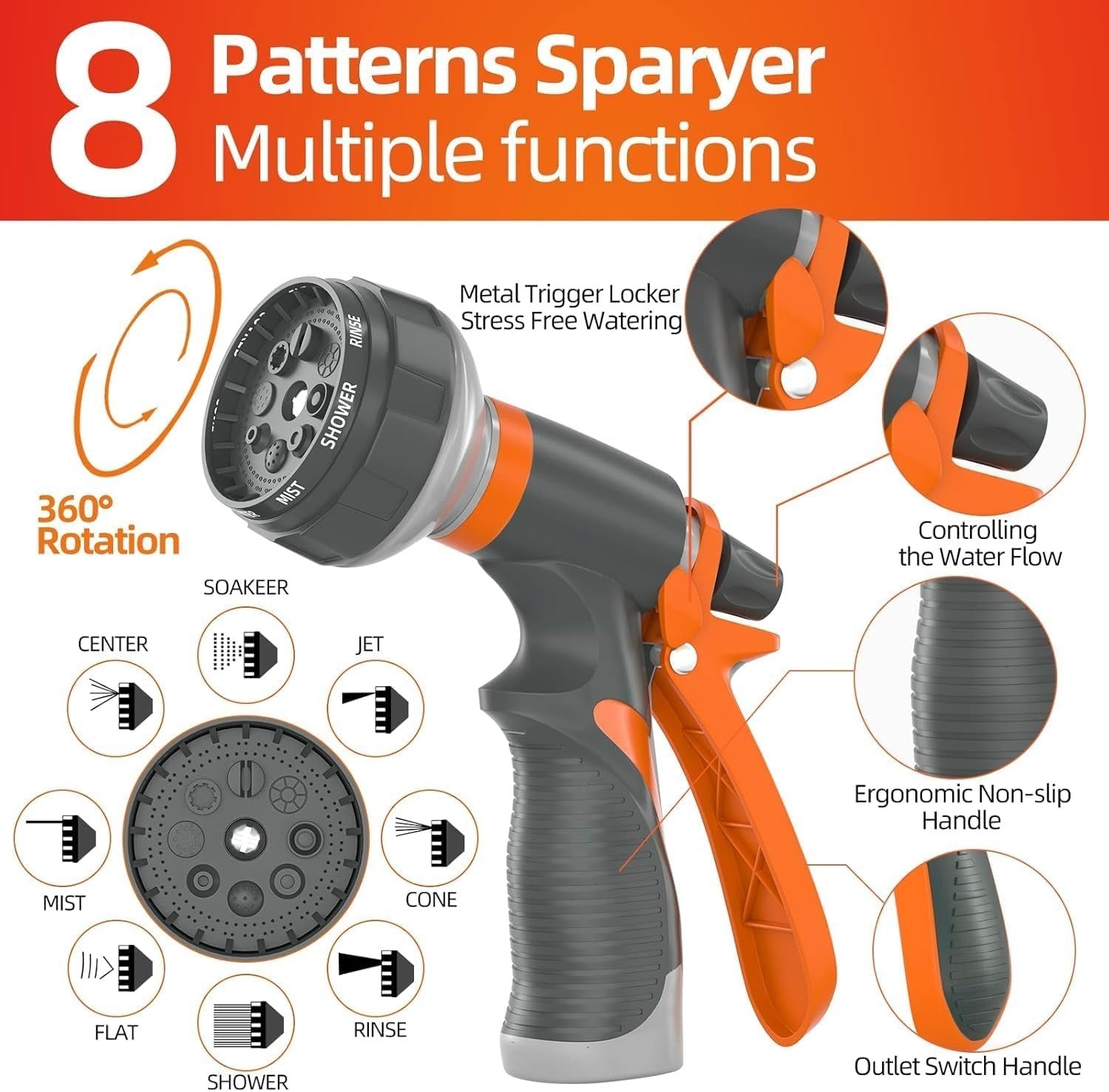 Flexible 50 ft Kink-Less Water Hose - 600 PSI, Brass Connector for Durability