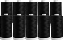 Load image into Gallery viewer, Satin-Finished 100% Cotton Thread - 1200 Yard Spools Set of 10 - Black