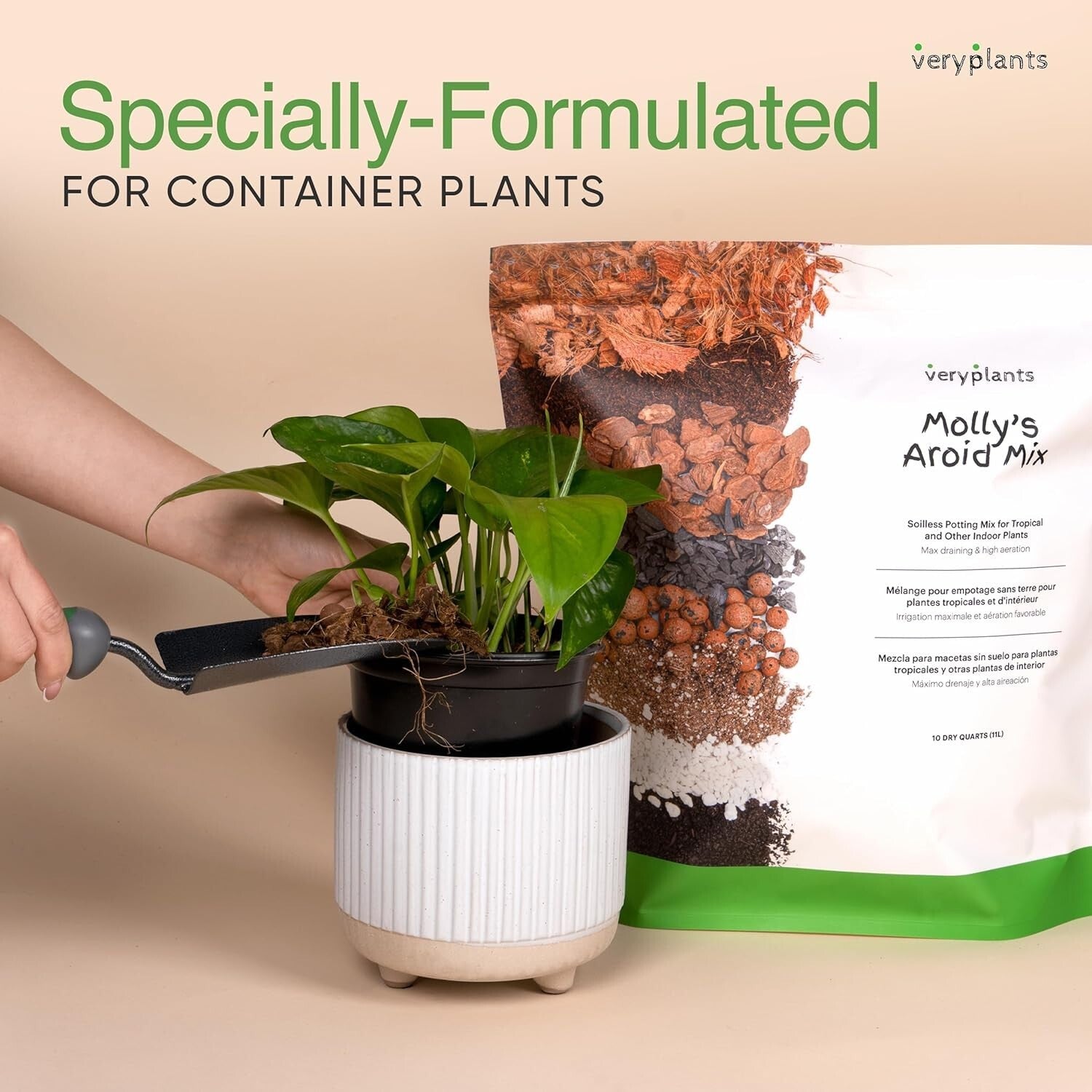 Molly's Aroid Mix: Premium Soilless Potting Mix for Indoor Plants, 10 Dry Quarts