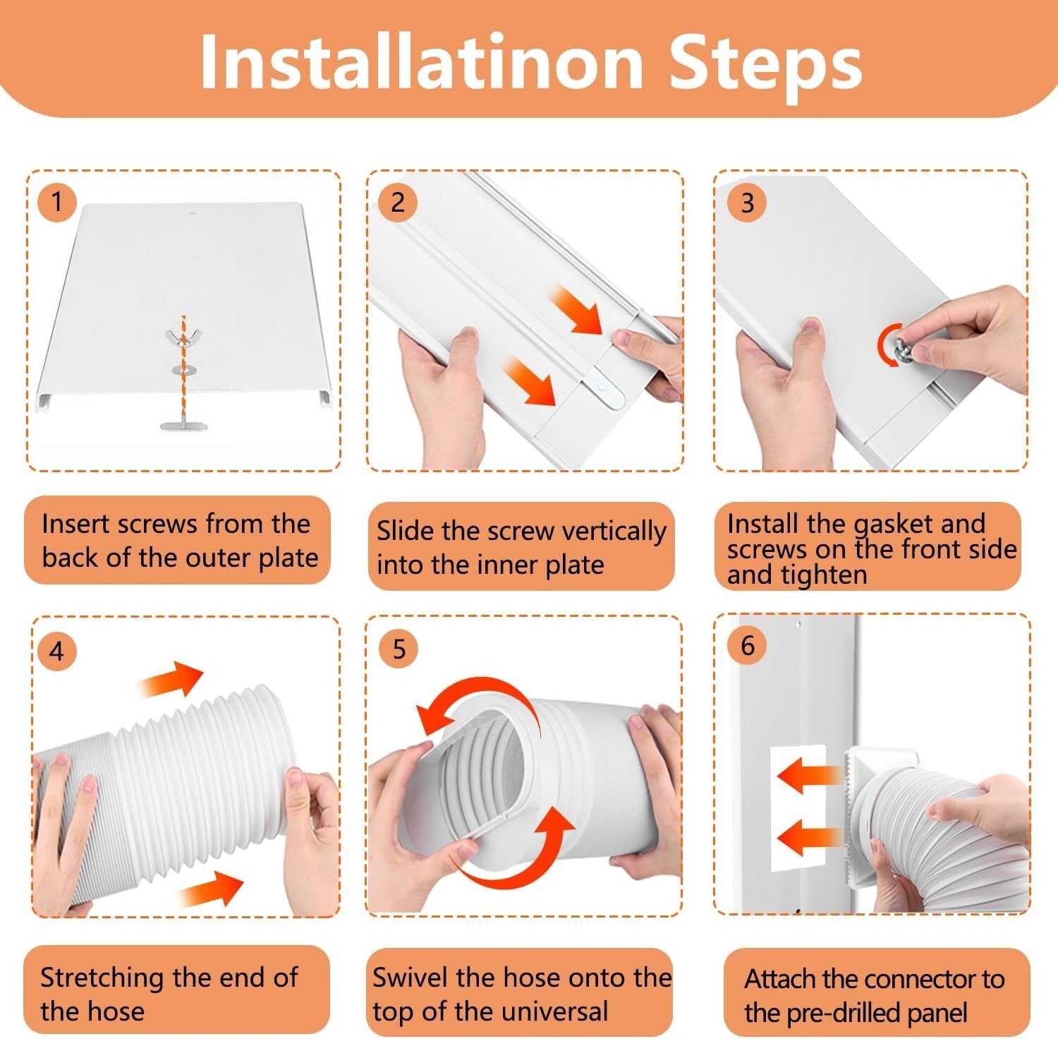 95" Sliding Door AC Vent Kit with Security Lock & Weather Stripping Solution