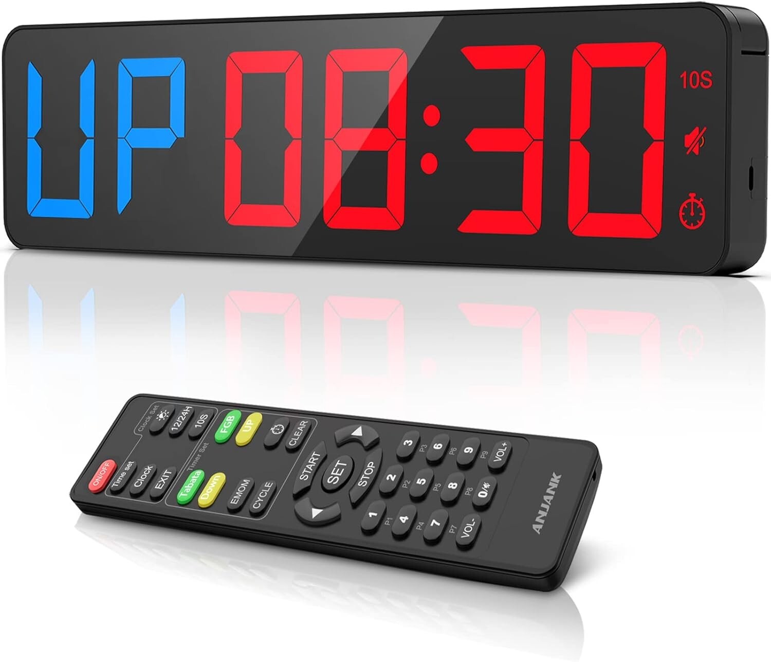 15" Large LED Gym Timer with Adjustable Buzzer - Perfect for All Workouts