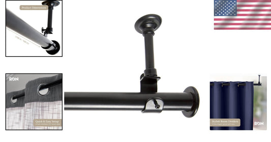 Durable Black Hanging Curtain Rod - Adjustable 108" to 168" for Room Dividers