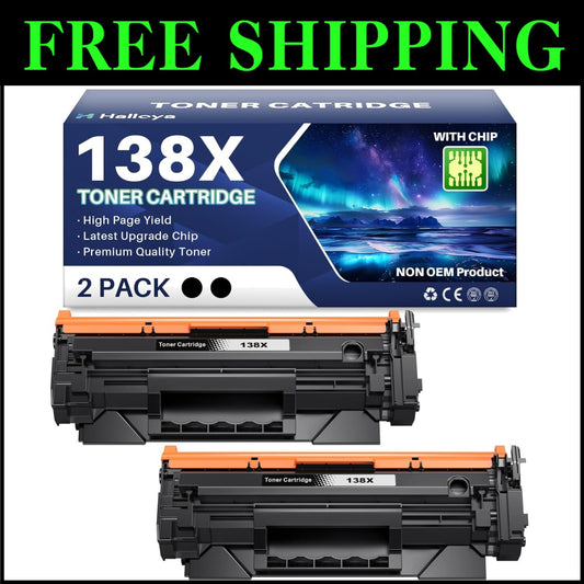 Easy Install 138X Black Toner Cartridge 2-Pack for Vibrant Professional Prints