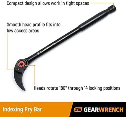 Alloy Steel 2-Piece Pry Bar Set with 14 Locking Positions for Tight Spaces
