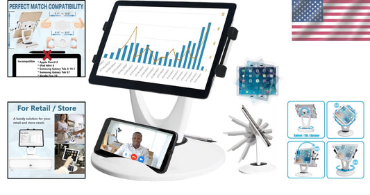 Adjustable Height Tablet Stand with Central Pivot - for Retail Kiosks & Offices