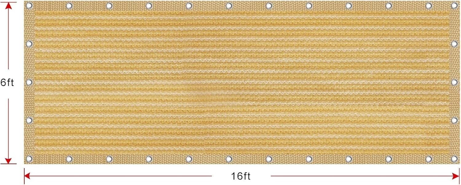 90% Sun Shade Fabric 6x16ft - Durable Mesh Canopy with Grommets and Bungee Balls