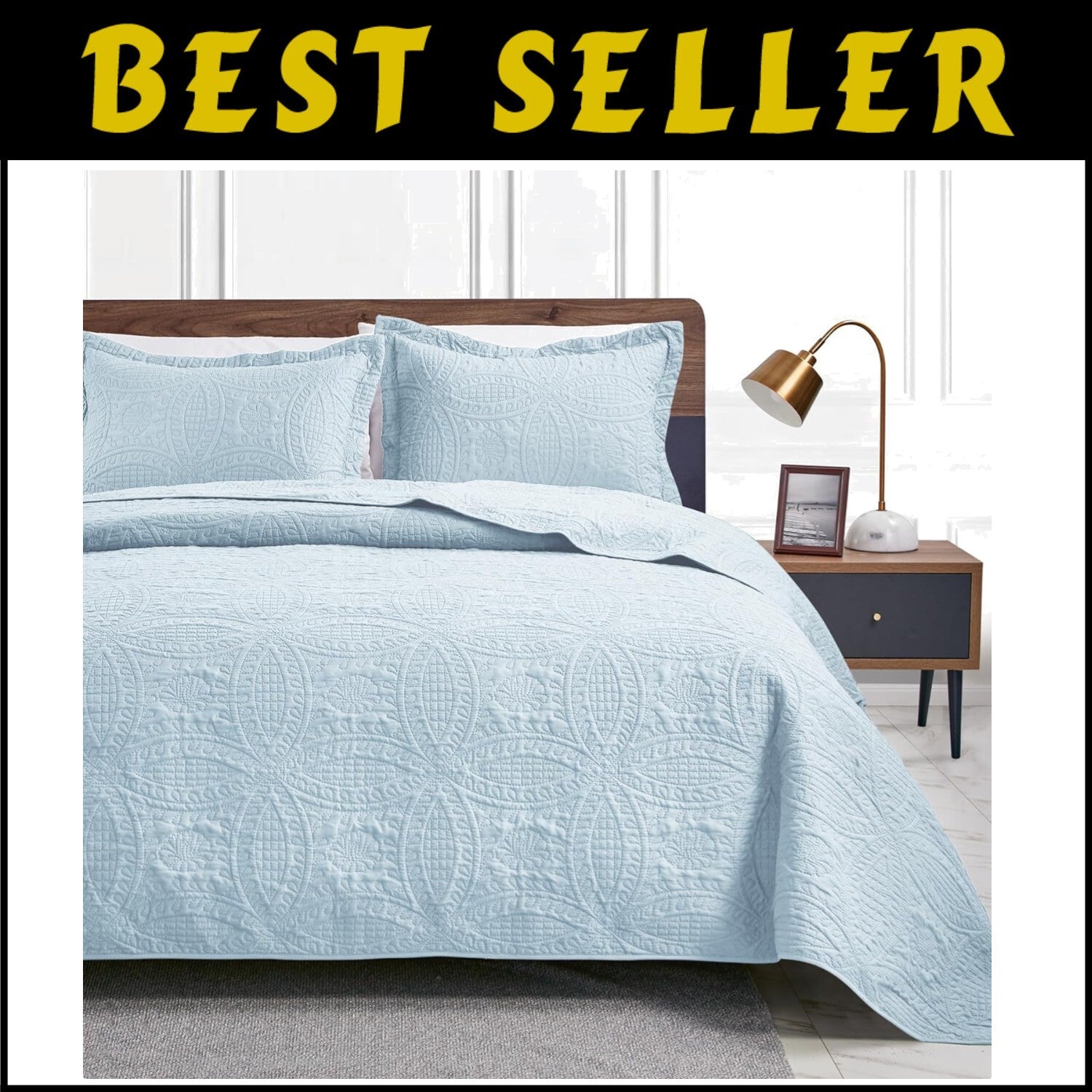 Durable and Stylish California King Size Quilt Set with Coin Pattern - 3 Pieces