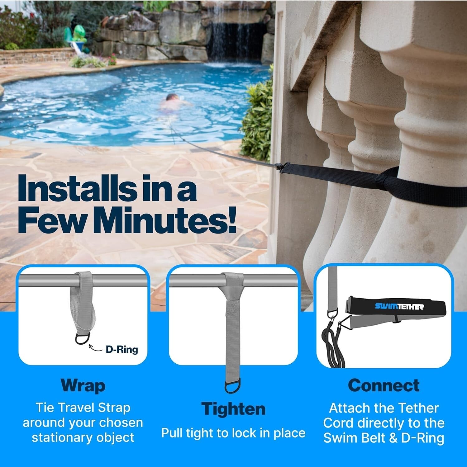 Adjustable Swimming Resistance Belt Pack for Lap Training - Durable & Portable