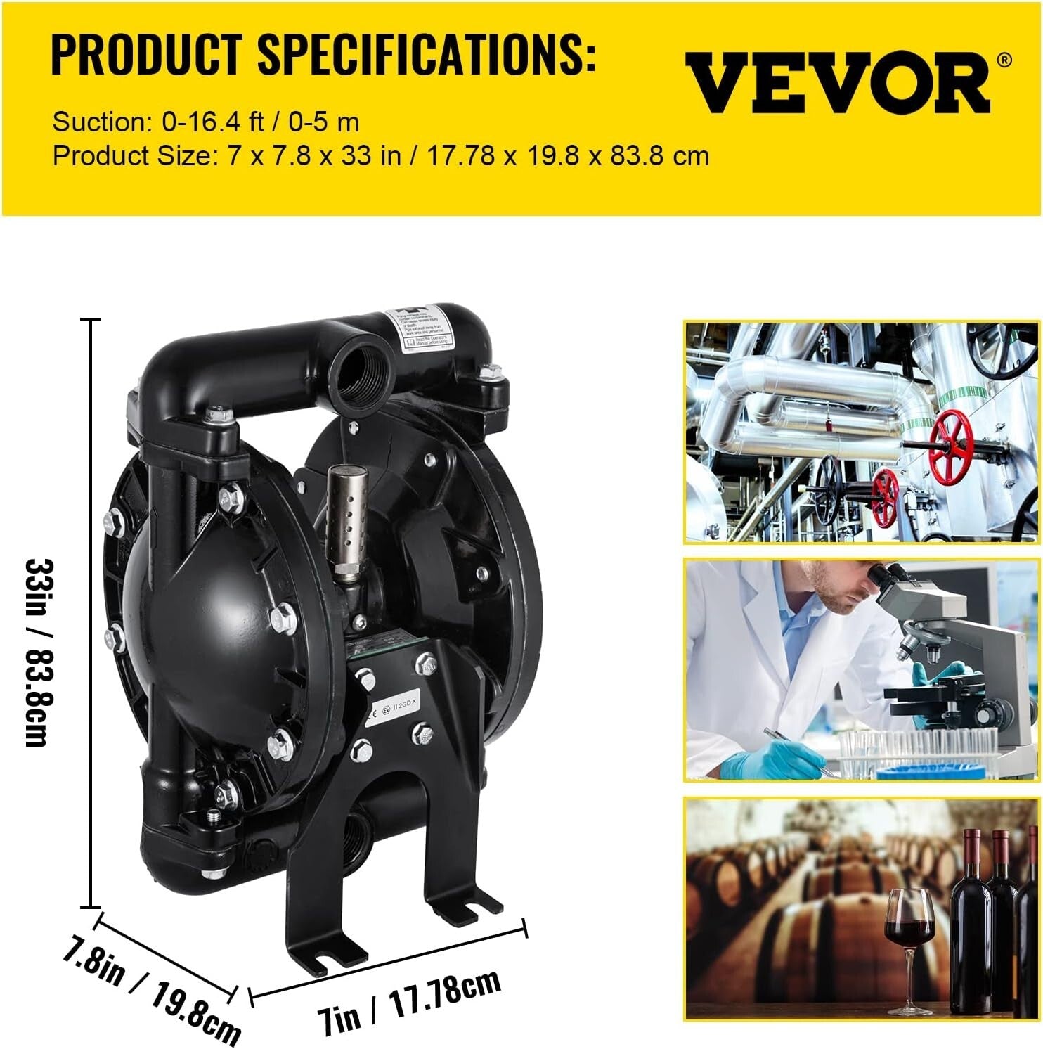 Corrosion-Proof Air Diaphragm Pump with Nitrile Design – 35 GPM Flow Rate
