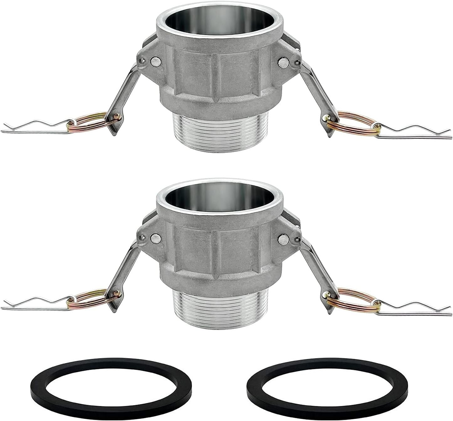 4" Aluminum Camlock Hose Fittings - 2 Pack with Gasket - Quick Connect Solution