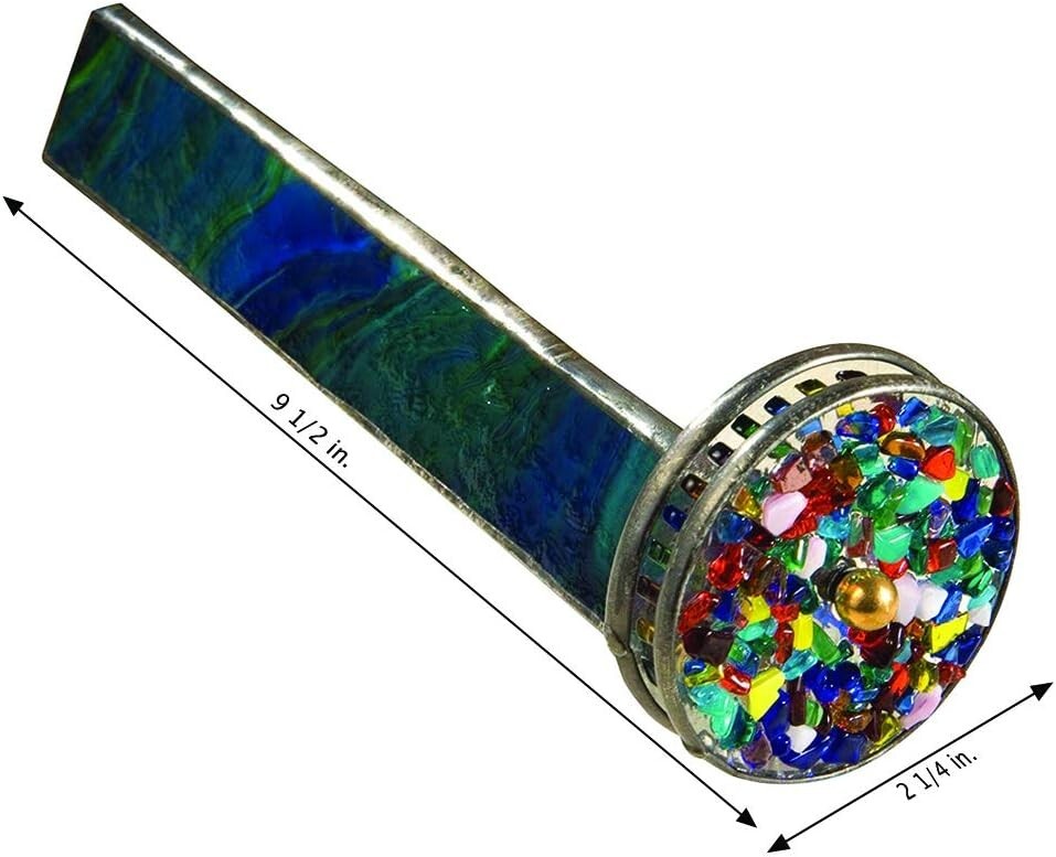 Artistic Green Stained Glass Kaleidoscope - Two Spinning Wheels for Dad