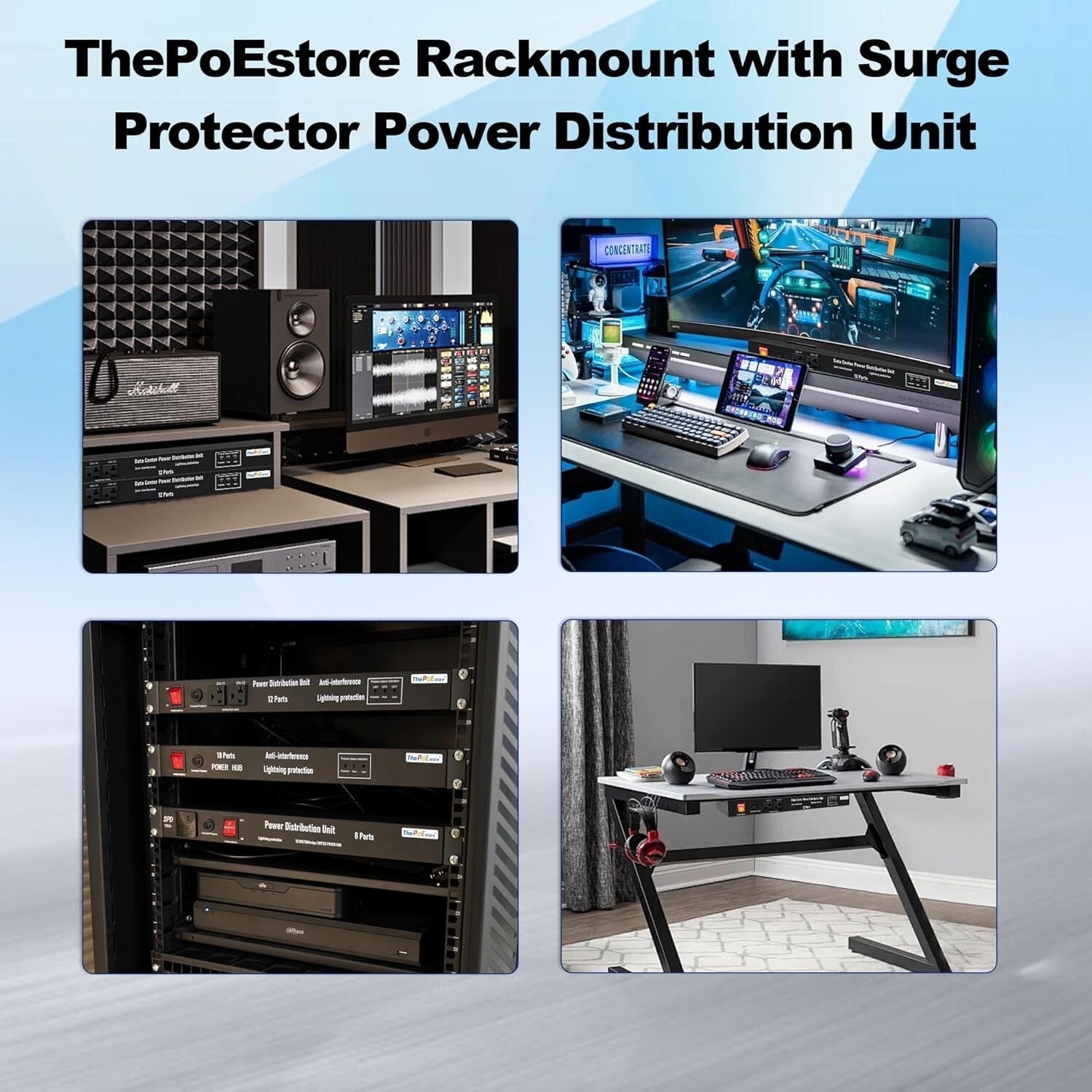 12-Outlet Rack Mount Power Strip with 3600 Joules Surge Protection - ETL Listed