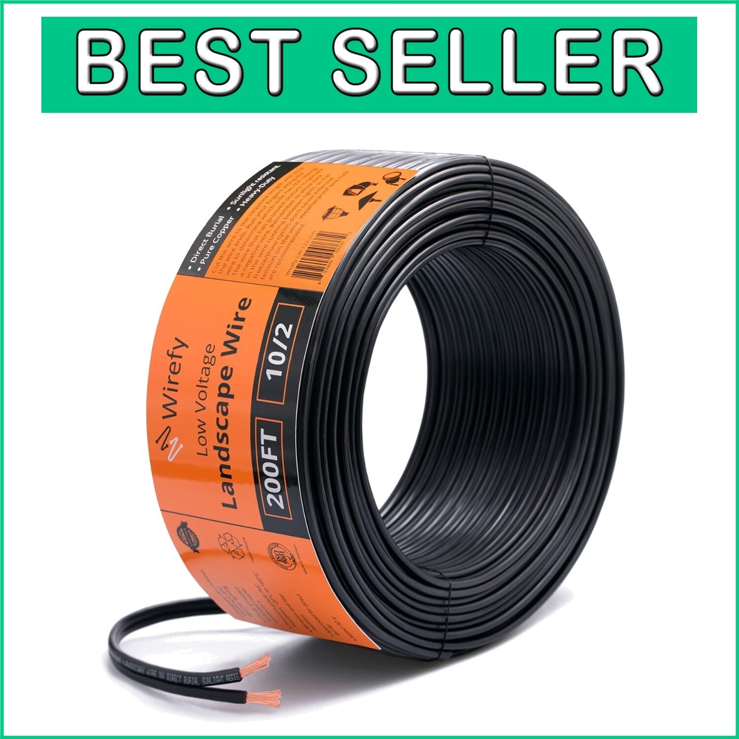 Durable 10-Gauge Copper Landscape Wire Kit - 200ft Direct Burial Safety Standard