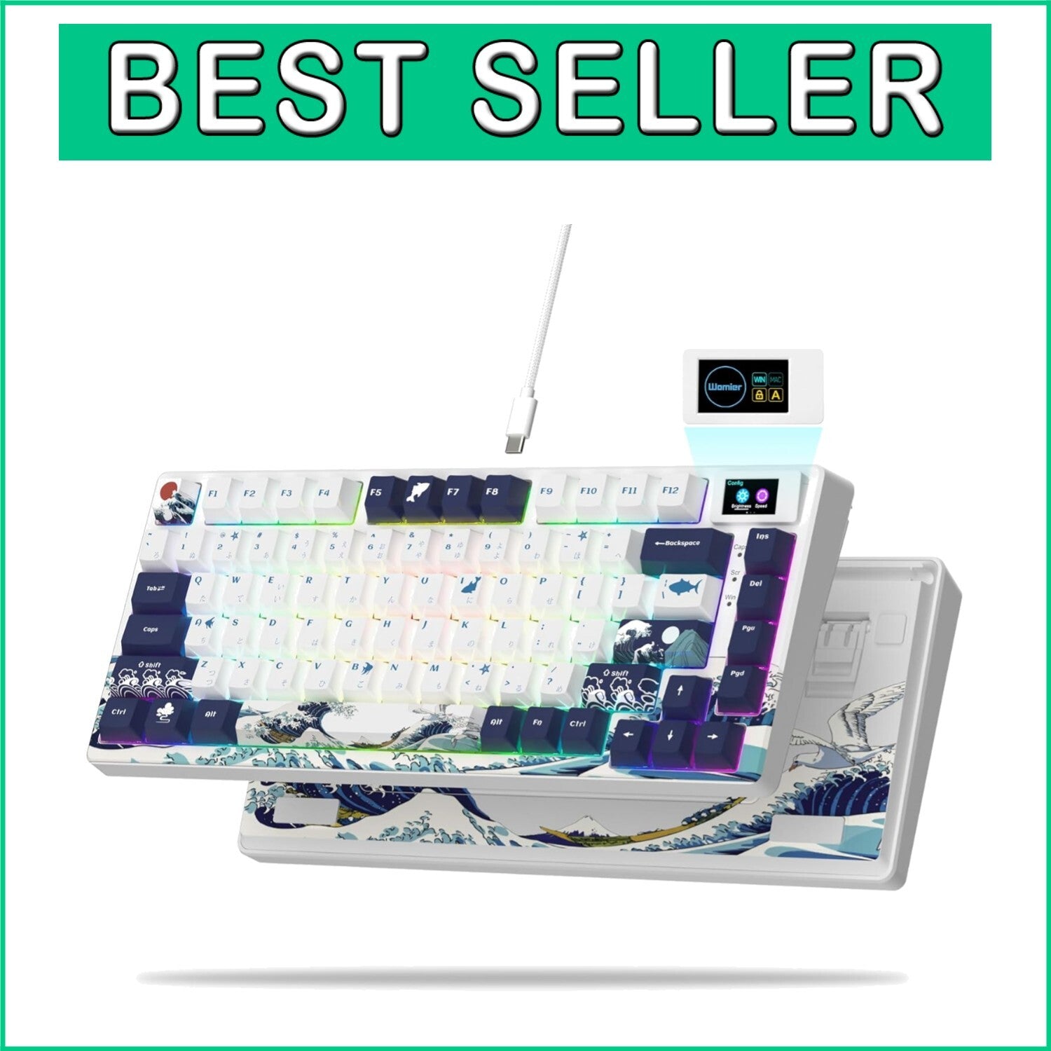 Womier S-K80 75% Mechanical Keyboard with Color OLED and Hot-Swappable Switches