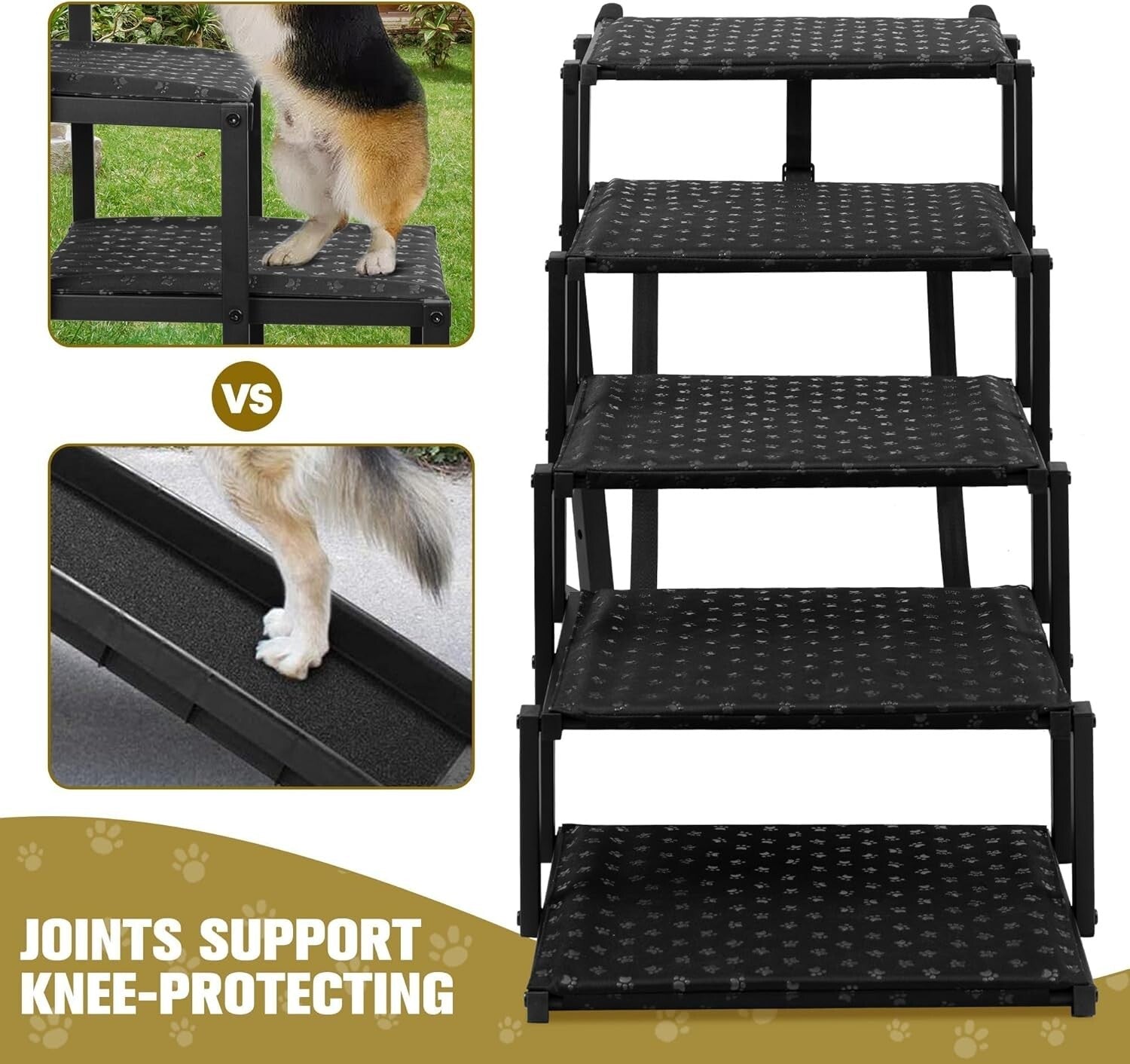 Foldable Dog Stairs with Non-Slip Surface – Supports Large Dogs Up to 200 Lbs