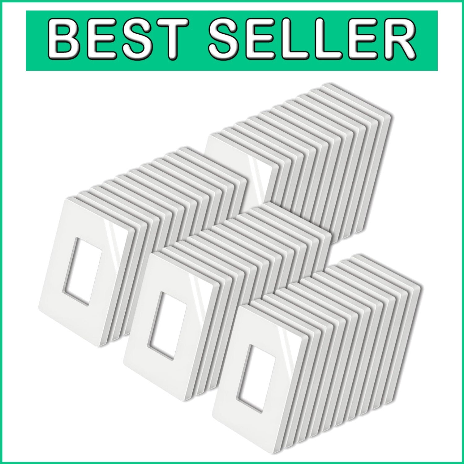 40-Pack Screwless Decorative Outlet Covers - Mid Size Glossy Off White Plates