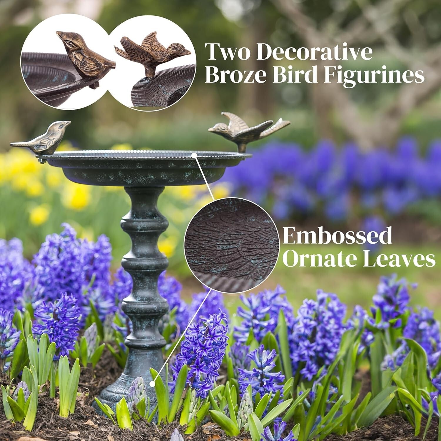 Quality Cast Iron Hummingbird Bath & Feeder - Safe & Elegant Outdoor Decor