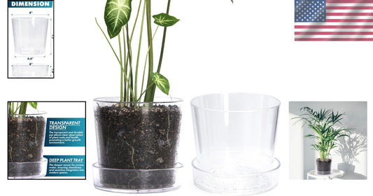 Transparent 8-Inch Acrylic Planter Pot with Drainage for Healthy Plant Growth