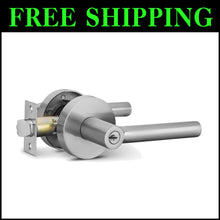 Load image into Gallery viewer, Elevate Your Space with Brushed Nickel Reversible Entry Lever Door Handle Set