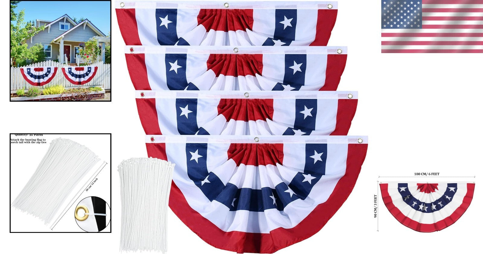 Premium Polyester American Flag Bunting - Ideal for Festivals and Celebrations