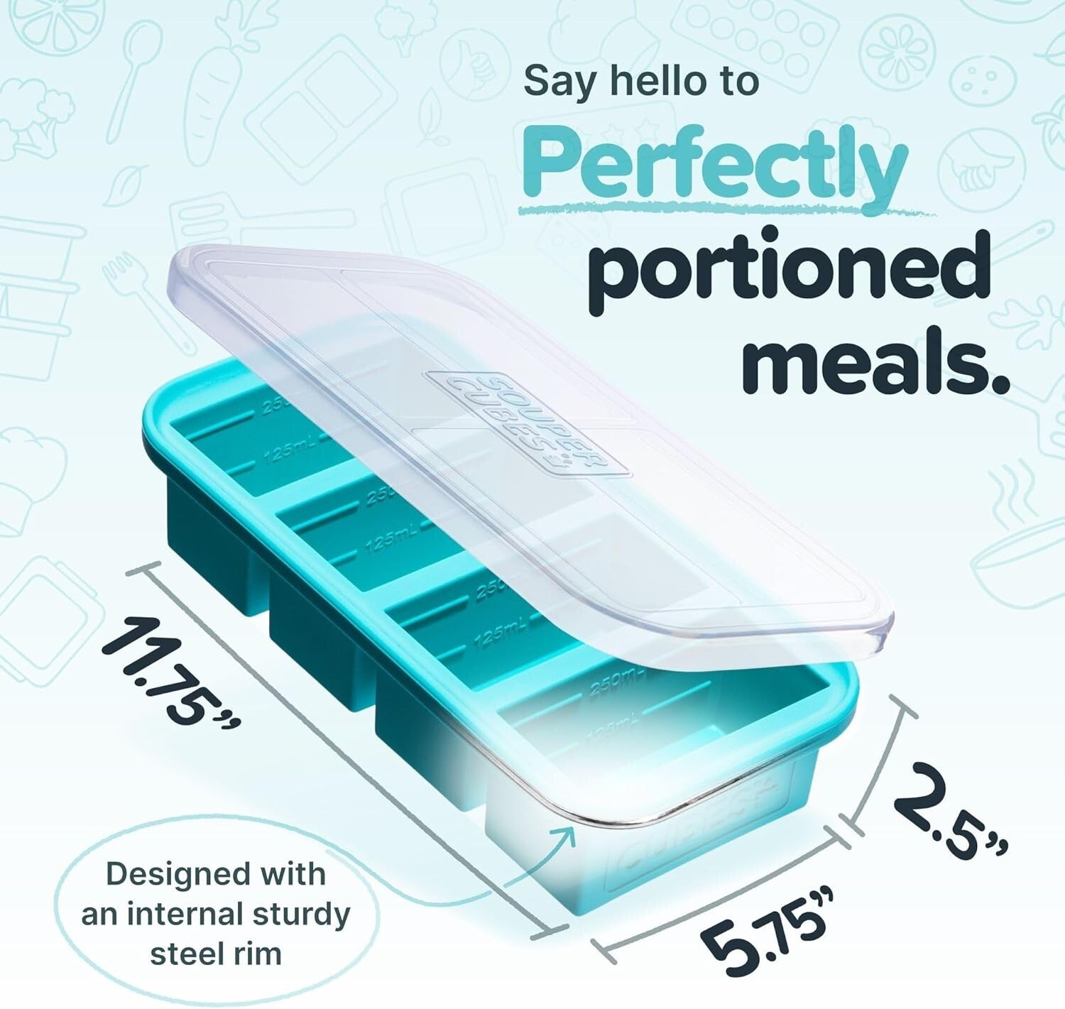 2-Pack Aqua Silicone Freezer Molds With Lids - Perfect for Soup & Leftovers