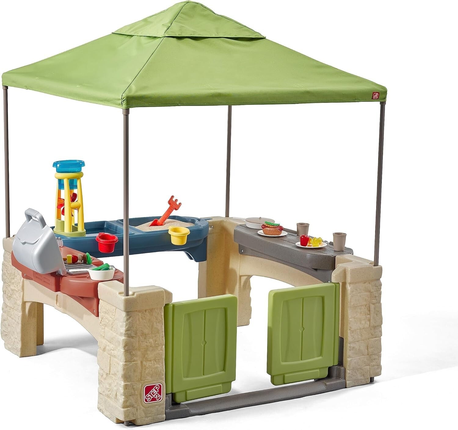All-Around Playtime Patio & Canopy - Toddler Kitchen Playset with Water Table