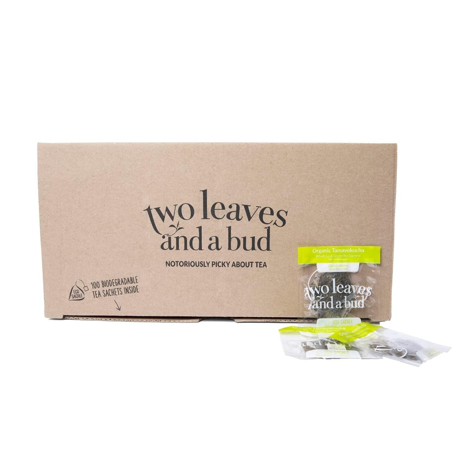 100 Count Pyramid Sachets of Whole Leaf Organic Green Tea - Light & Sweet Flavor