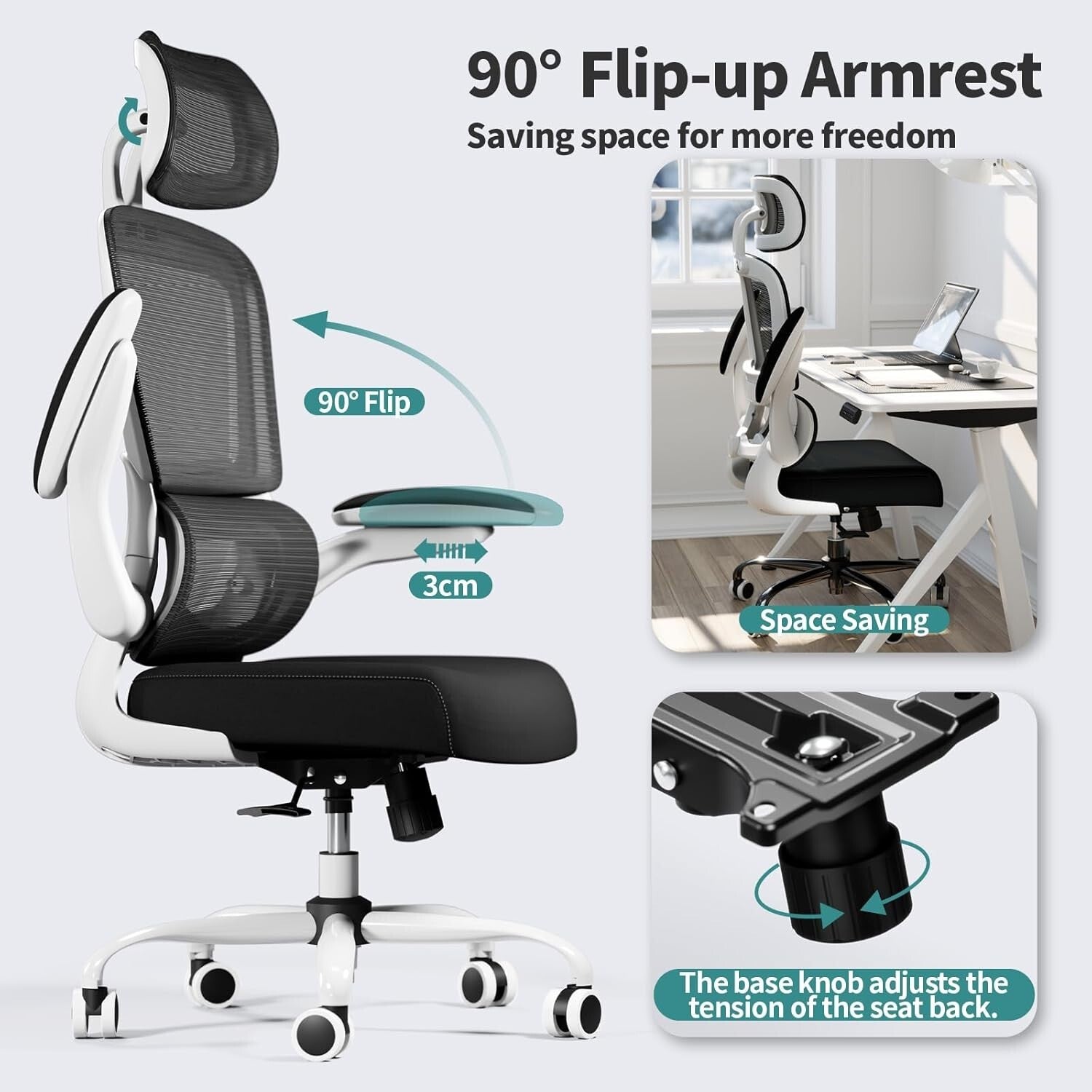 High Back Ergonomic Desk Chair with 360-Degree Swivel, Easy Assembly, 330 LBS